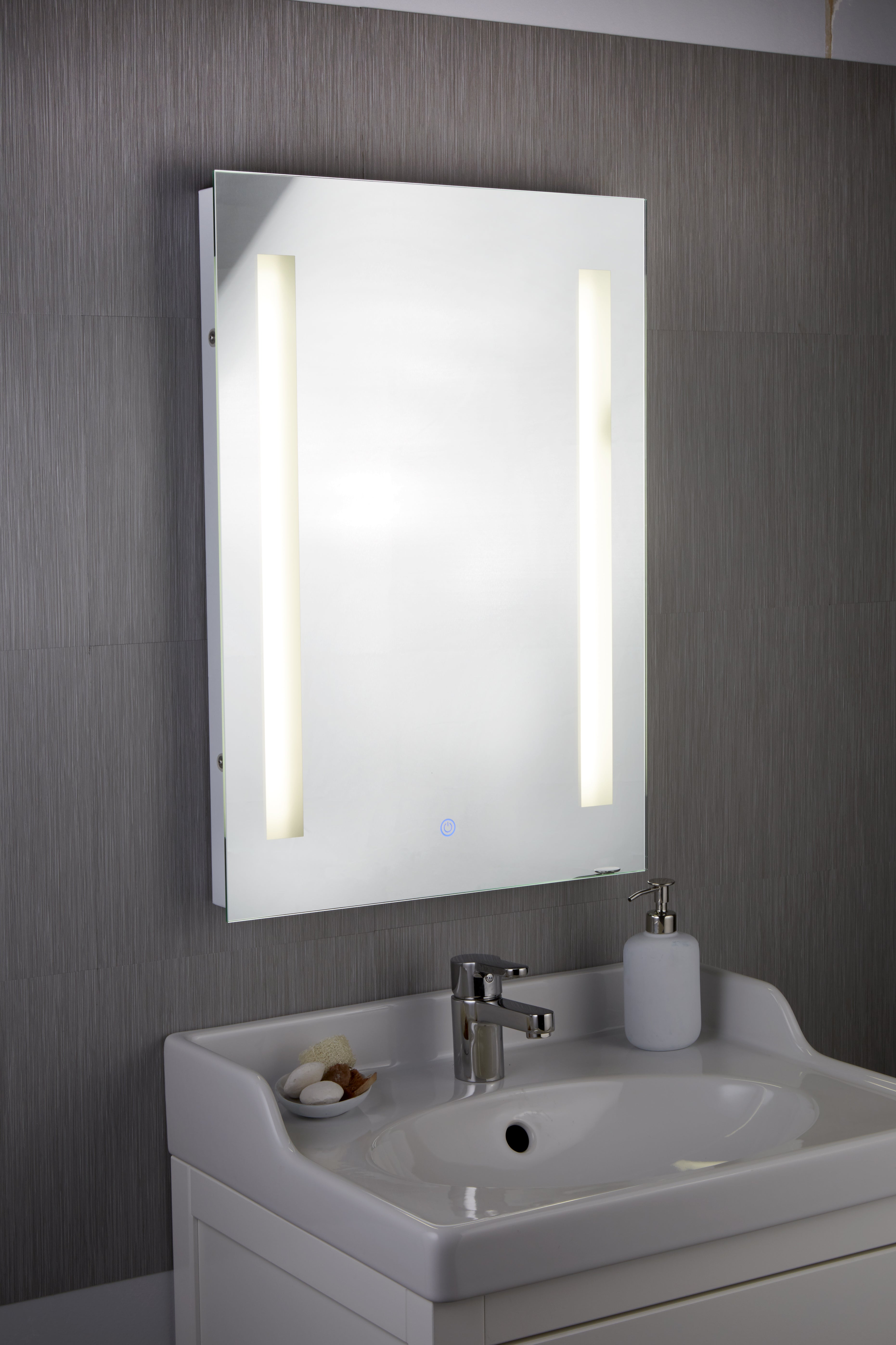 Searchlight Barmouth Bathroom Mirror Light IP44 - 2 Light Touch Barmouth Bathroom Mirror With Shaver Socket