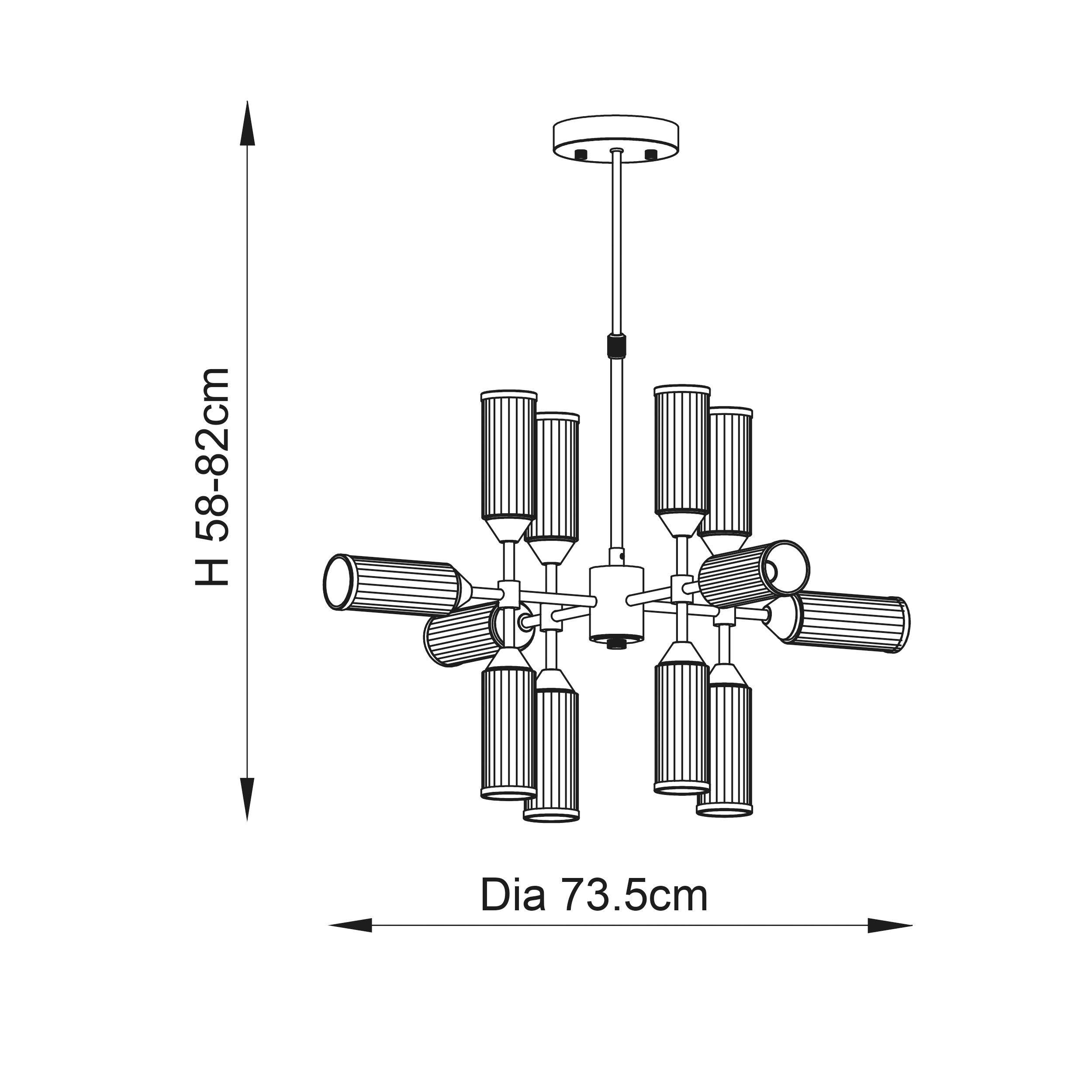 Utopia Matrix 12 Light Pendant Chandelier - Satin Brass - 73cm Diameter
