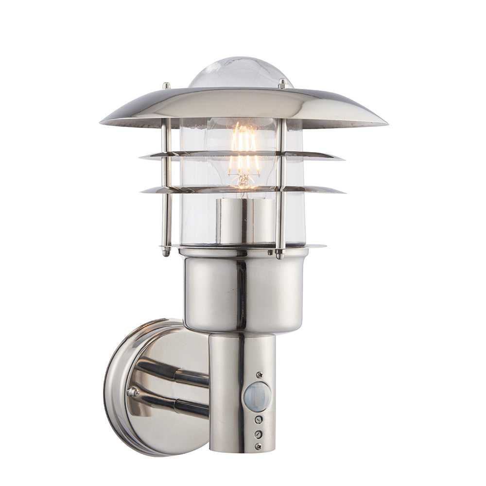 Endon Dexter Single Light Wall Light - Polished Stainless Steel & Clear Glass