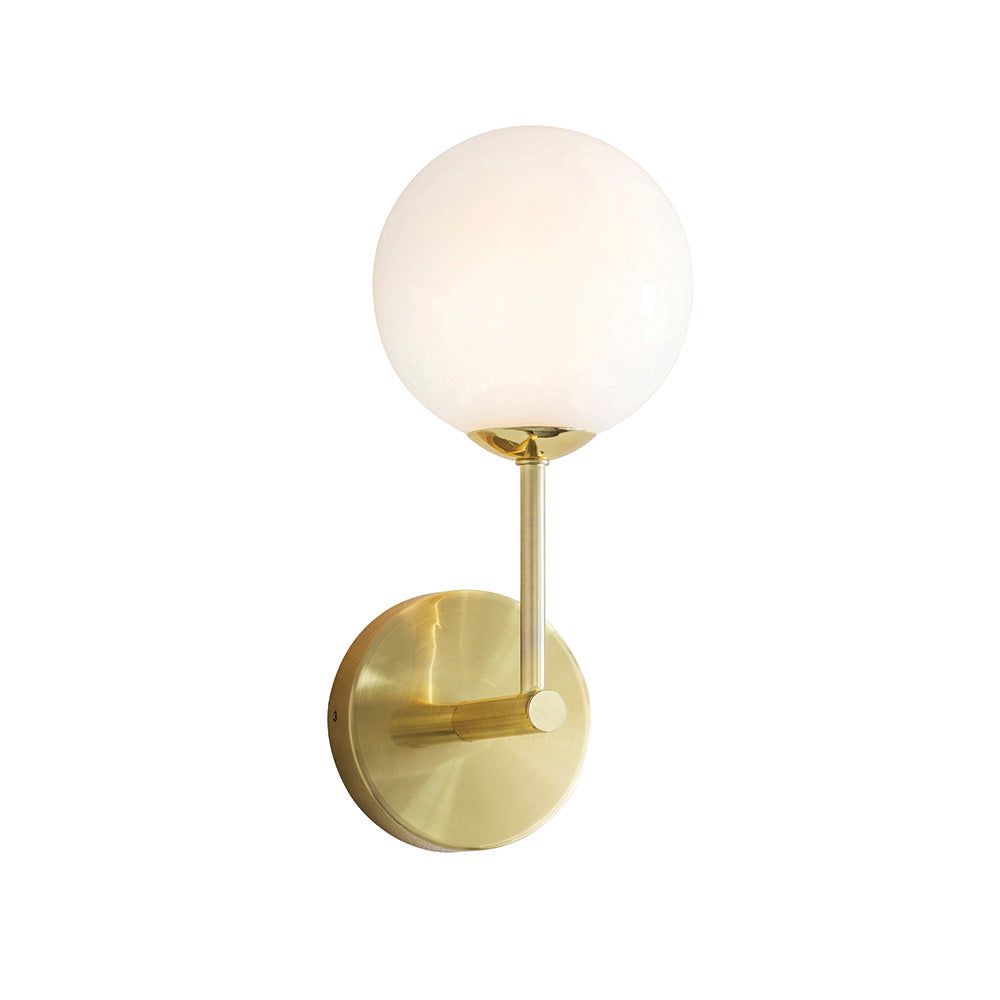 Endon Otto Single Light Wall Light - Satin Brass Plate & Opal Glass
