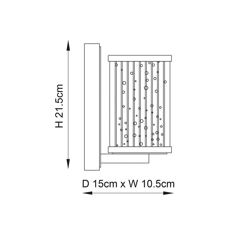 Endon Easton Single Linear Light Wall Light - Bright Nickel Plate & Ribbed Bubble Glass