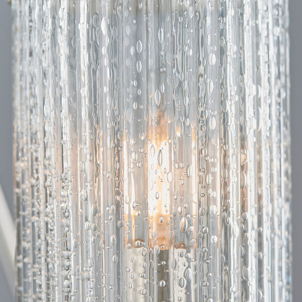 Endon Easton 3 Light Semi Flush Fitting - Bright Nickel Plate & Ribbed Bubble Glass
