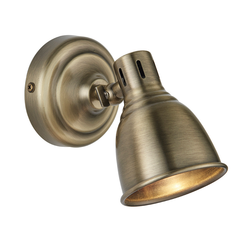 Endon Westbury Single Light Spot Light - Antique Brass Plate