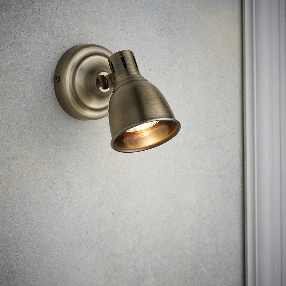 Endon Westbury Single Light Spot Light - Antique Brass Plate