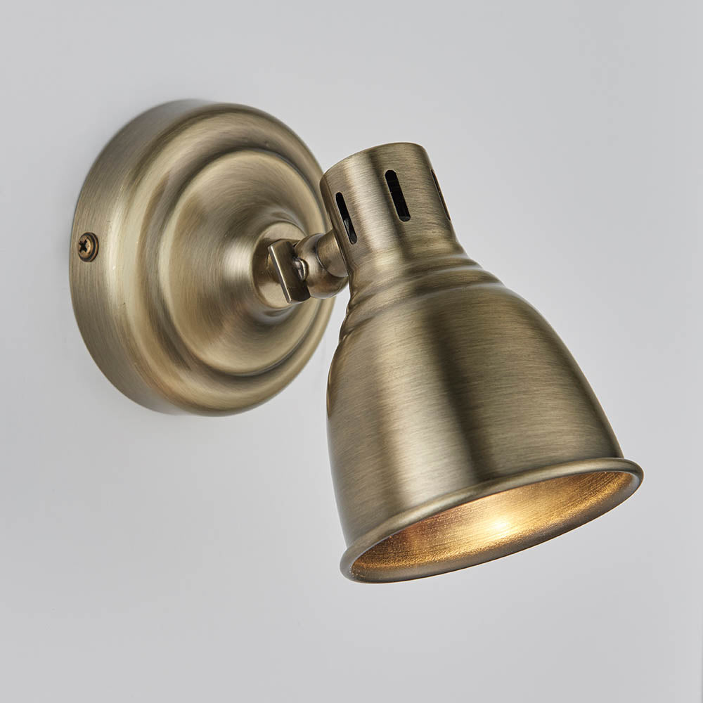 Endon Westbury Single Light Spot Light - Antique Brass Plate