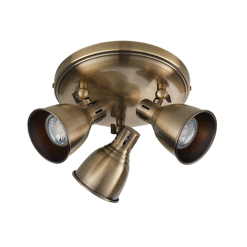Endon Westbury 3 Light Spot Light - Antique Brass Plate