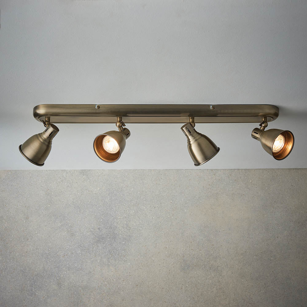 Endon Westbury 4 Light Spot Light - Antique Brass Plate
