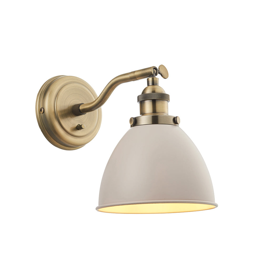 Endon Franklin Single Light Wall Light - Taupe & Antique Brass Plate
