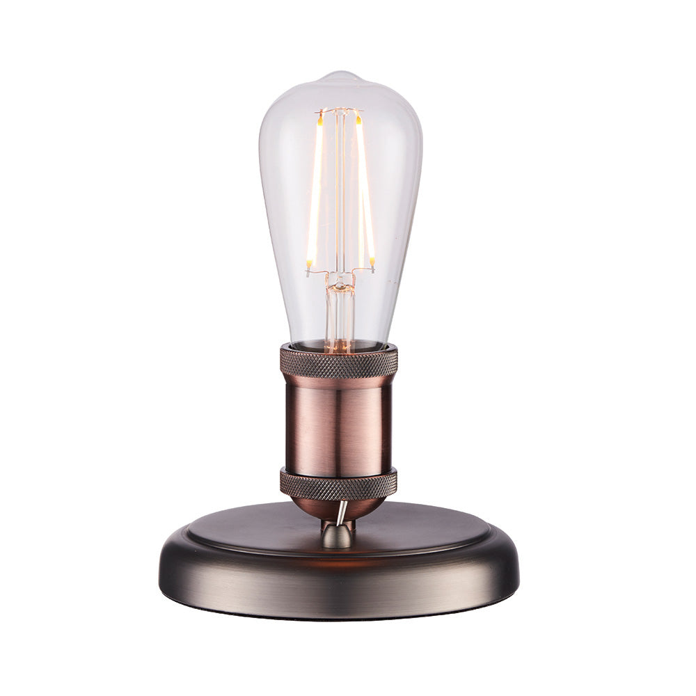 Endon Hal Single Light Table Lamp - Aged Pewter & Aged Copper Plate