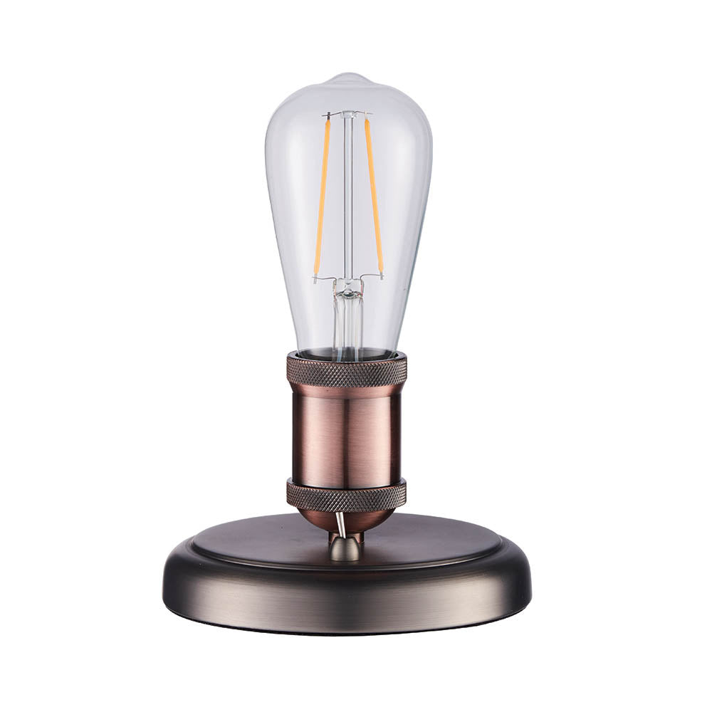 Endon Hal Single Light Table Lamp - Aged Pewter & Aged Copper Plate