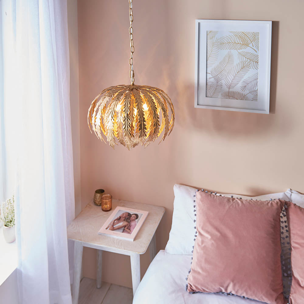 Endon Delphine 3 Light Pendant - Gold Effect Paint