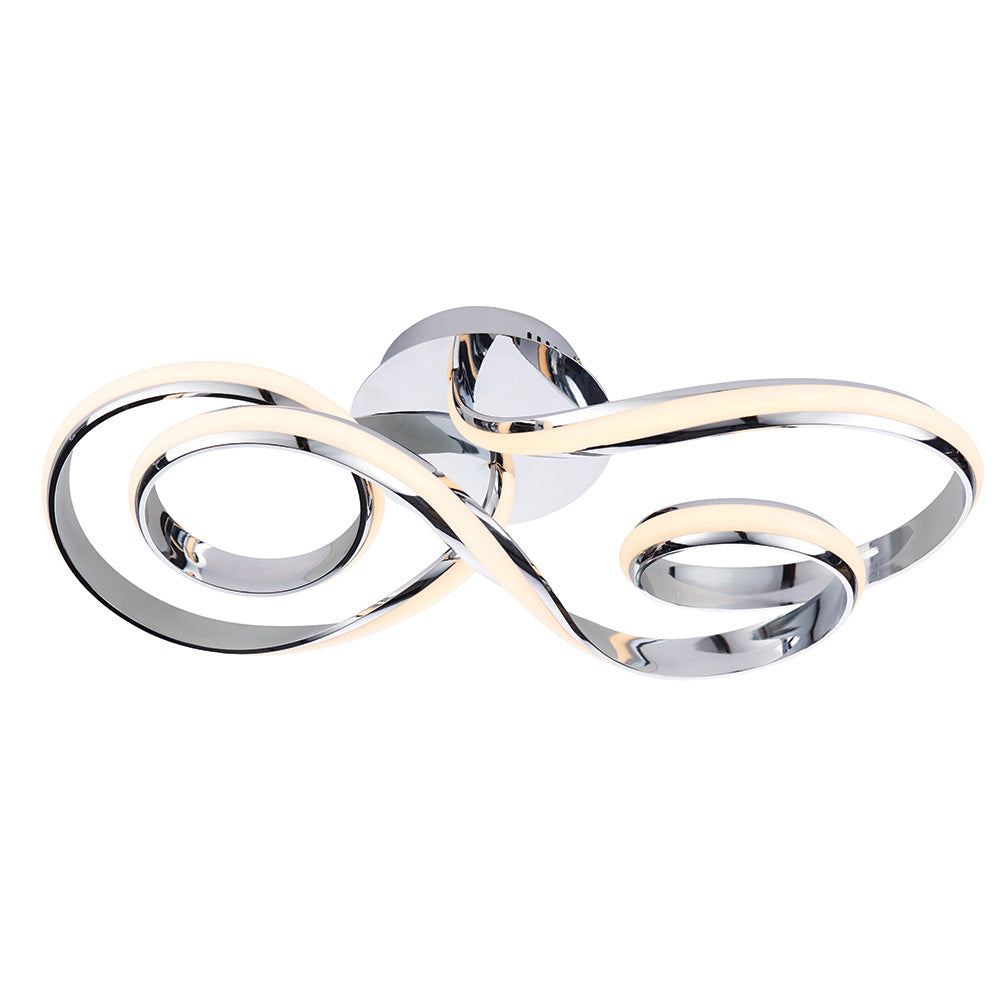 Endon Aria Single Linear Light Semi Flush Fitting - Chrome Plate