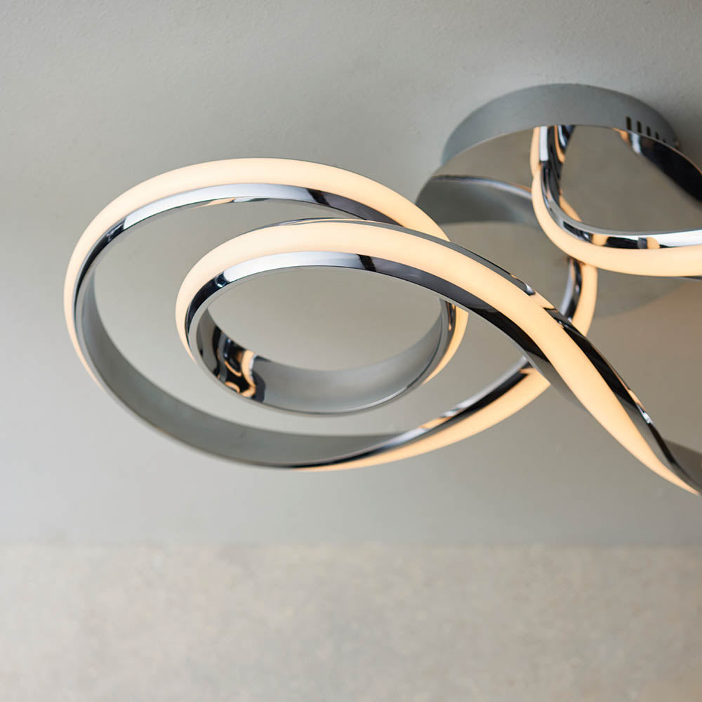 Endon Aria Single Linear Light Semi Flush Fitting - Chrome Plate
