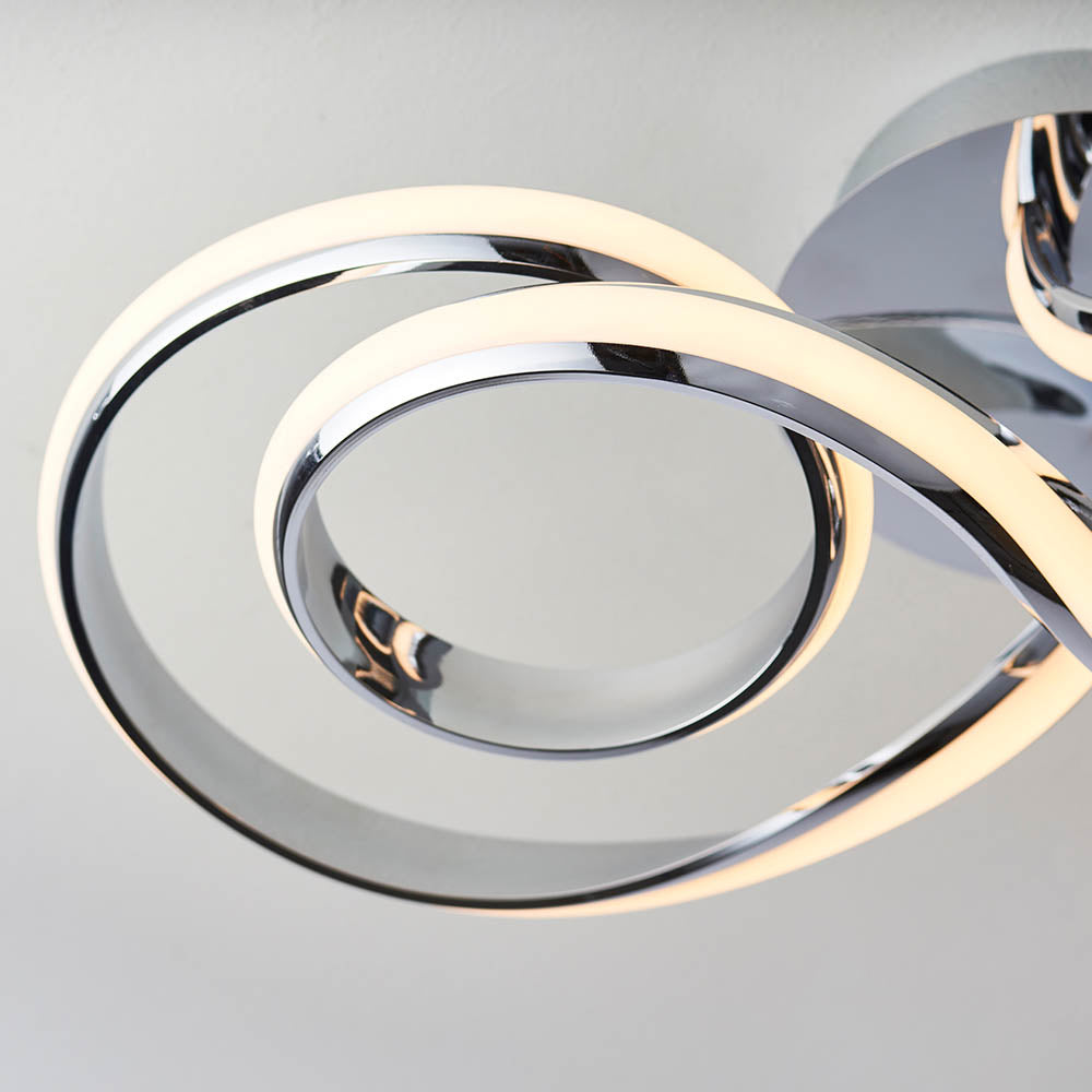 Endon Aria Single Linear Light Semi Flush Fitting - Chrome Plate