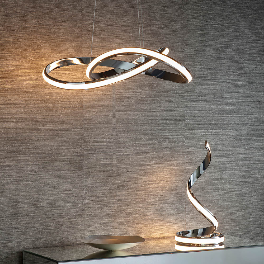 Endon Aria Single Light Pendant - Chrome Plate & White Silicone