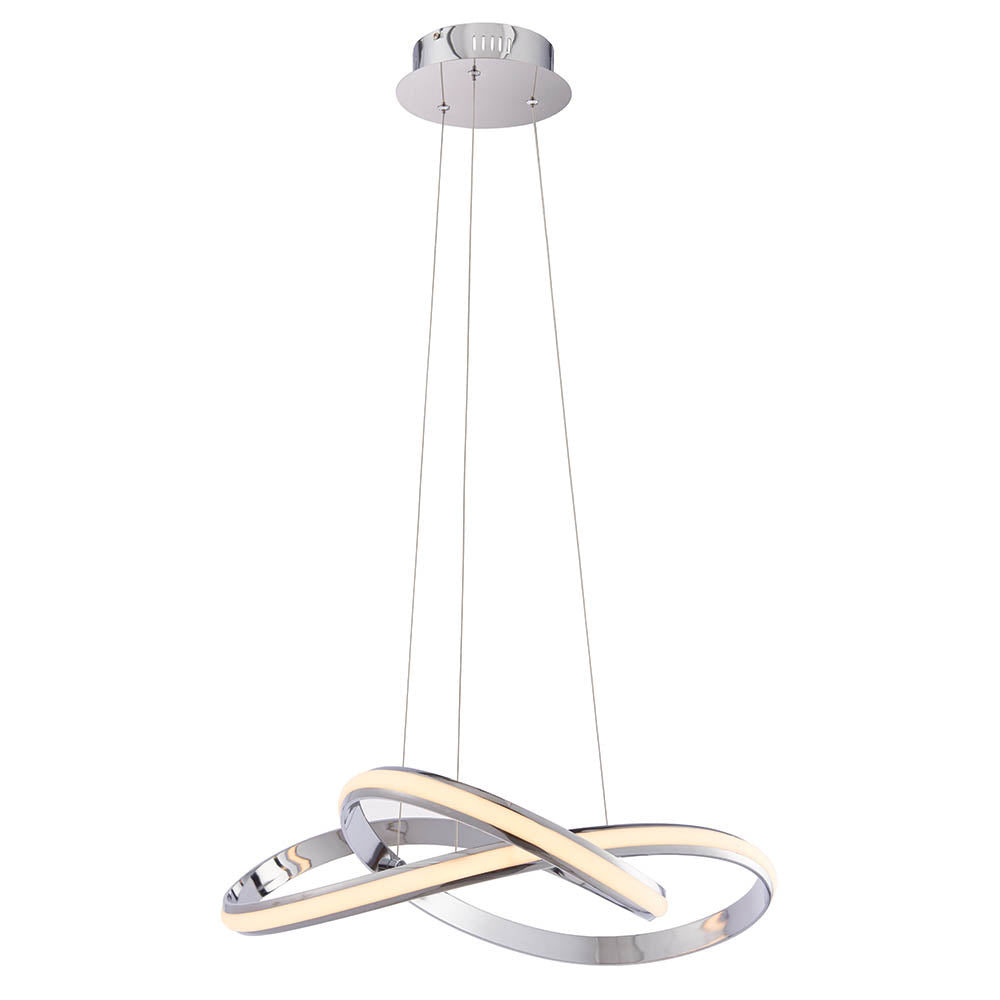 Endon Aria Single Light Pendant - Chrome Plate & White Silicone