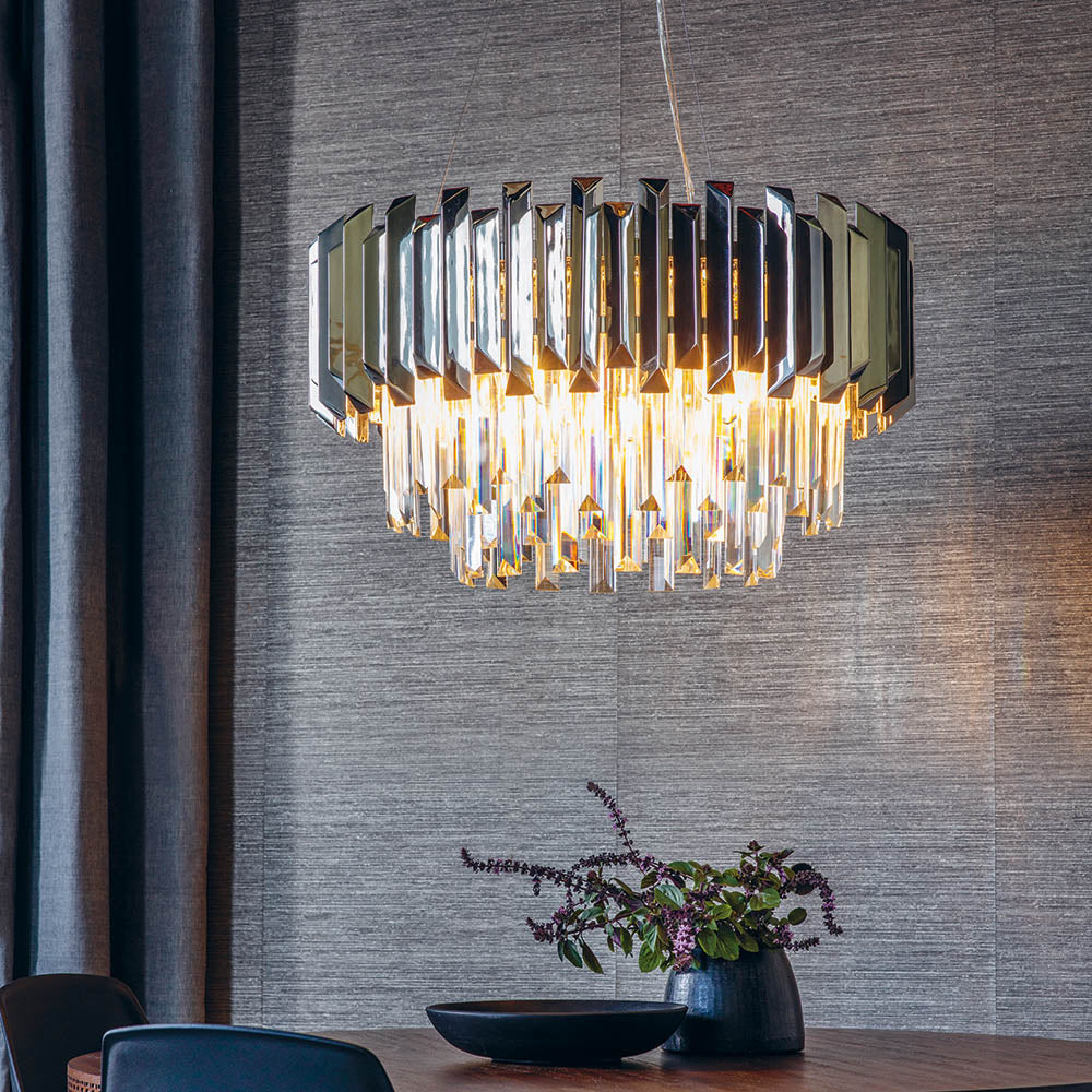 Endon Valetta 6 Light Pendant - Clear Crystal & Polished Stainless Steel