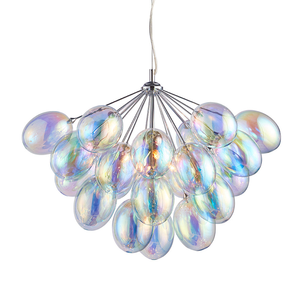 Endon Infinity 6 Light Pendant - Chrome Plate & Iridescent Glass