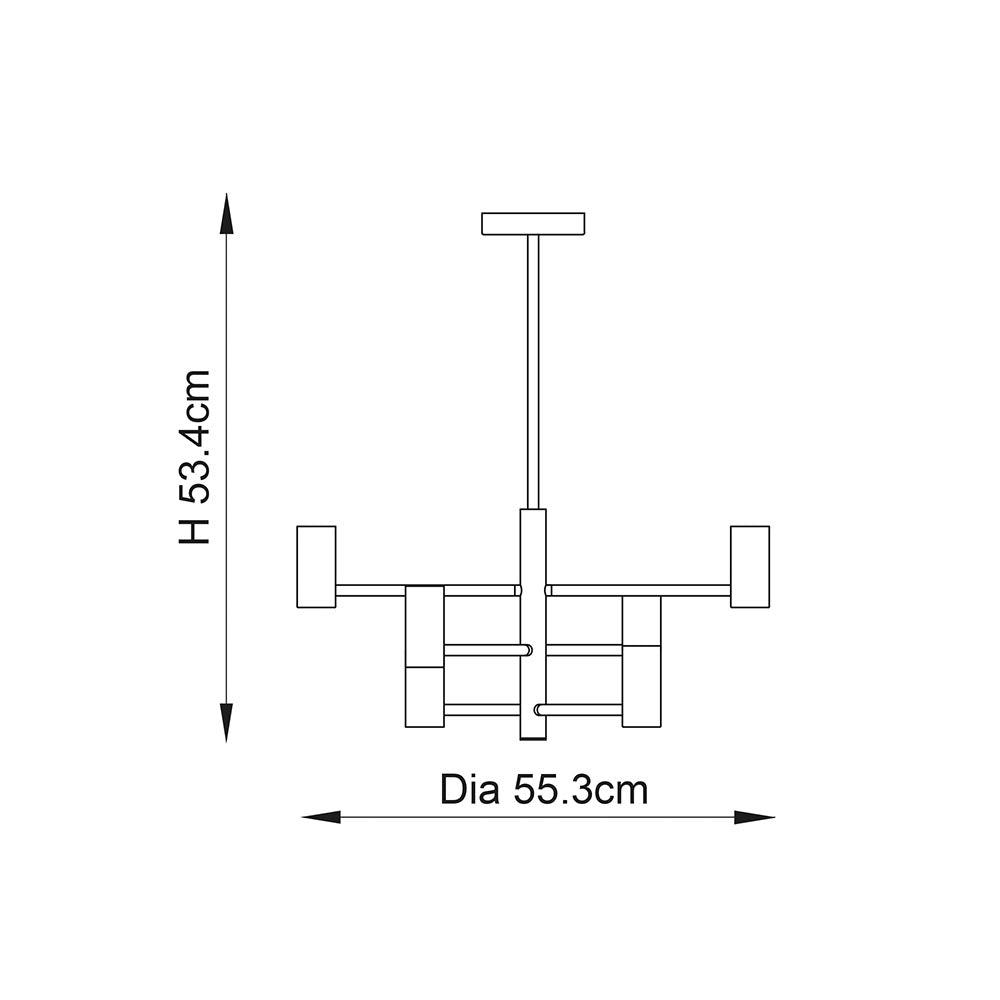 Endon Studio 6 Light Semi Flush Fitting - Matt Black