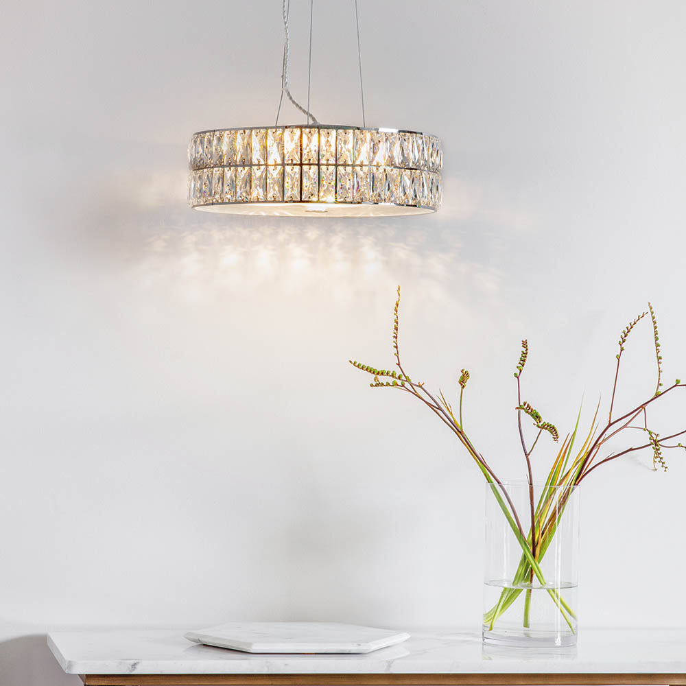 Endon Verina 5 Light Pendant - Clear Crystal & Chrome Plate