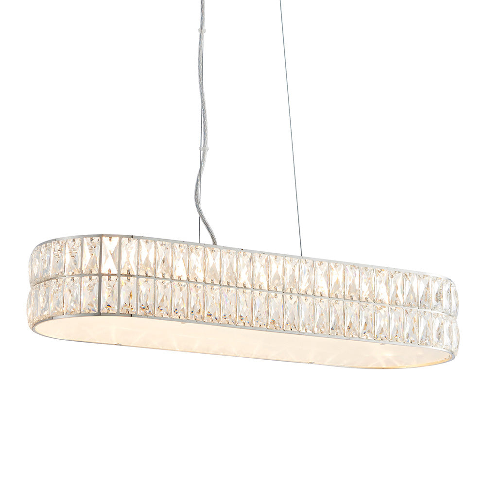 Endon Verina 5 Light Linear Pendant - Clear Crystal & Chrome Plate