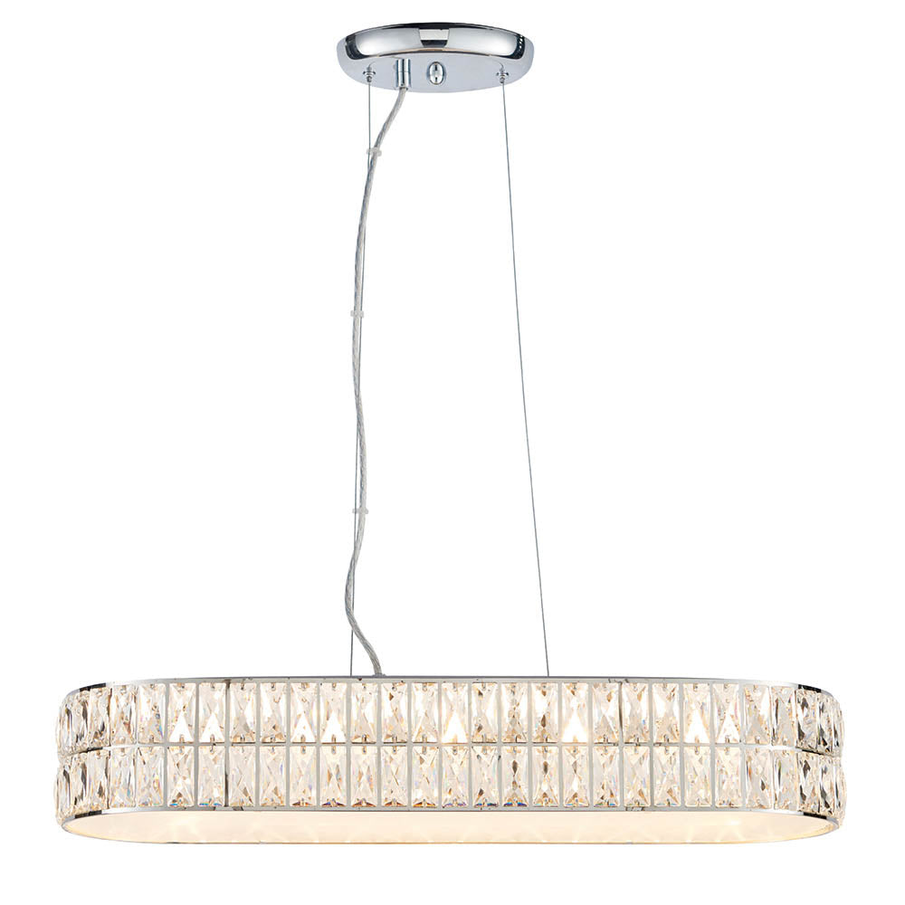 Endon Verina 5 Light Linear Pendant - Clear Crystal & Chrome Plate