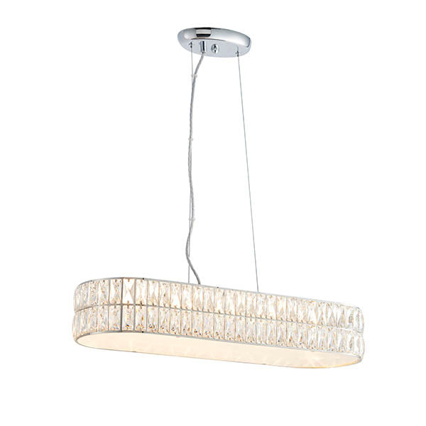 Endon Verina 5 Light Linear Pendant - Clear Crystal & Chrome Plate