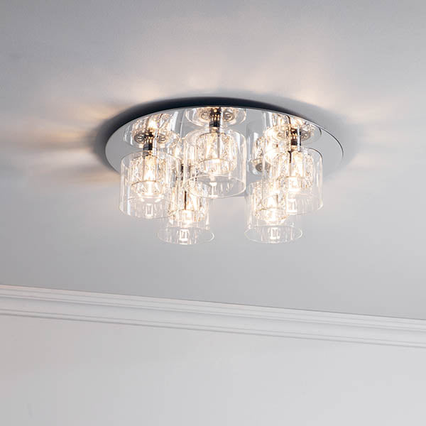 Endon Verina 5 Light Flush Fitting - Chrome Plate & Clear Glass