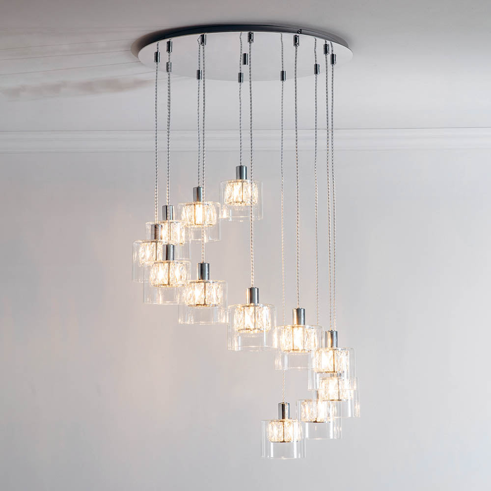 Endon Verina 12 Light Pendant - Chrome Plate & Clear Glass
