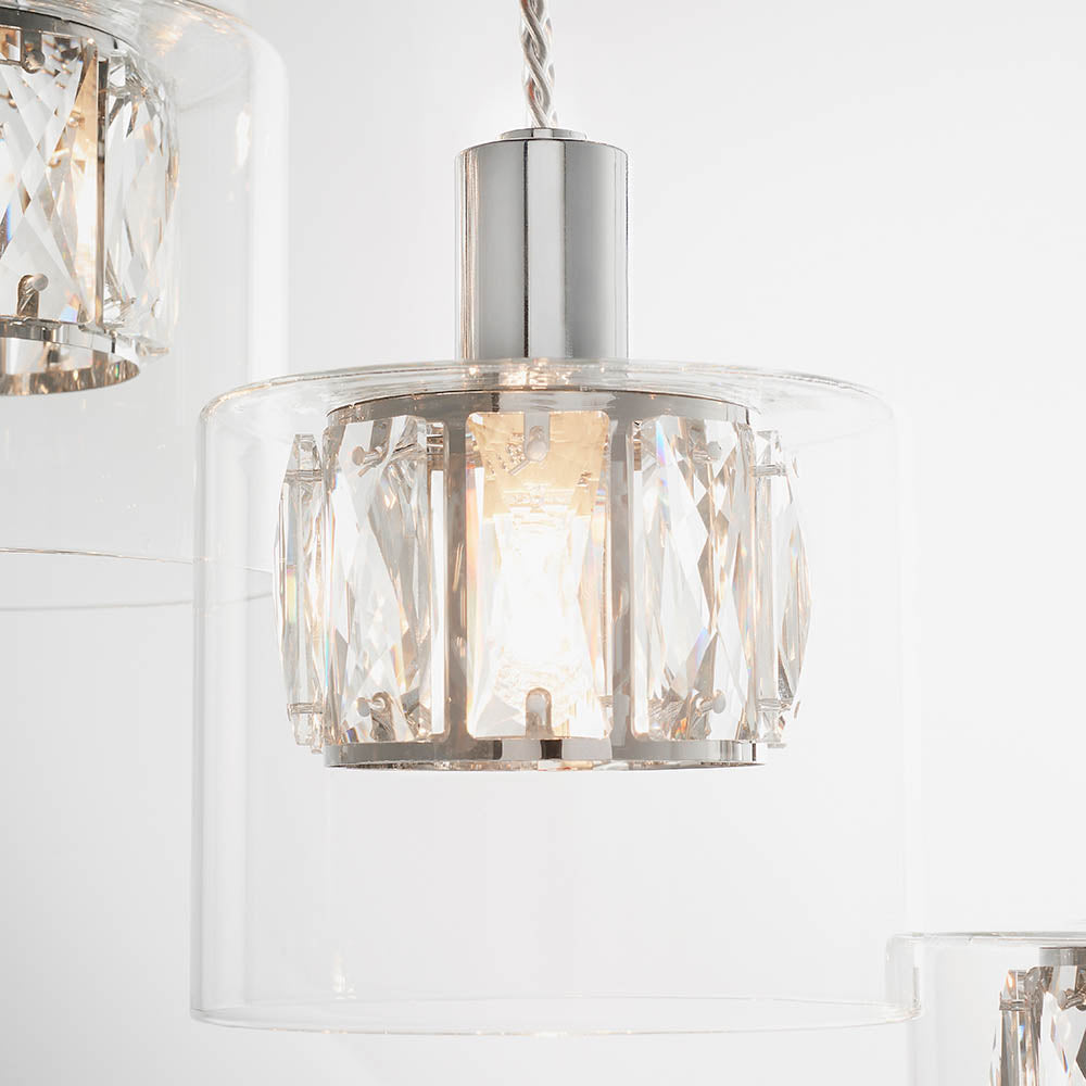 Endon Verina 12 Light Pendant - Chrome Plate & Clear Glass