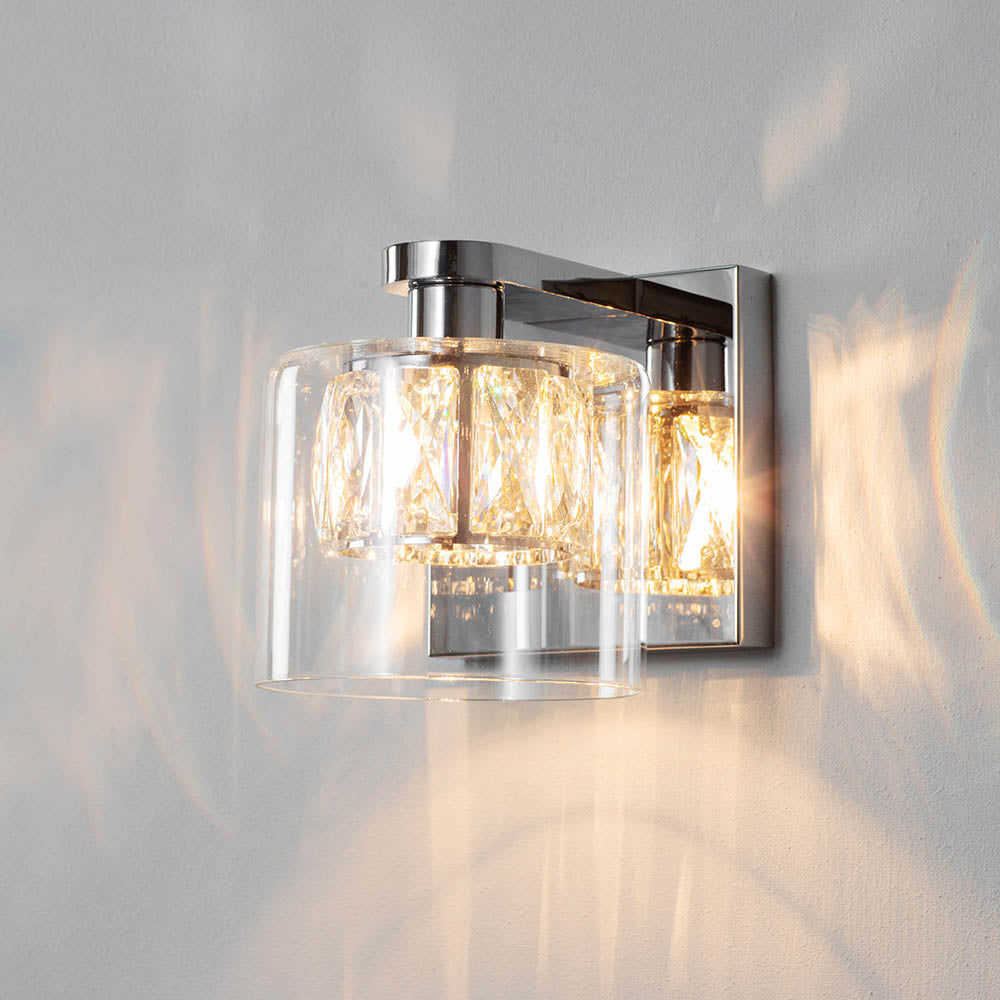Endon Verina Single Light Wall Light - Chrome Plate & Clear Glass