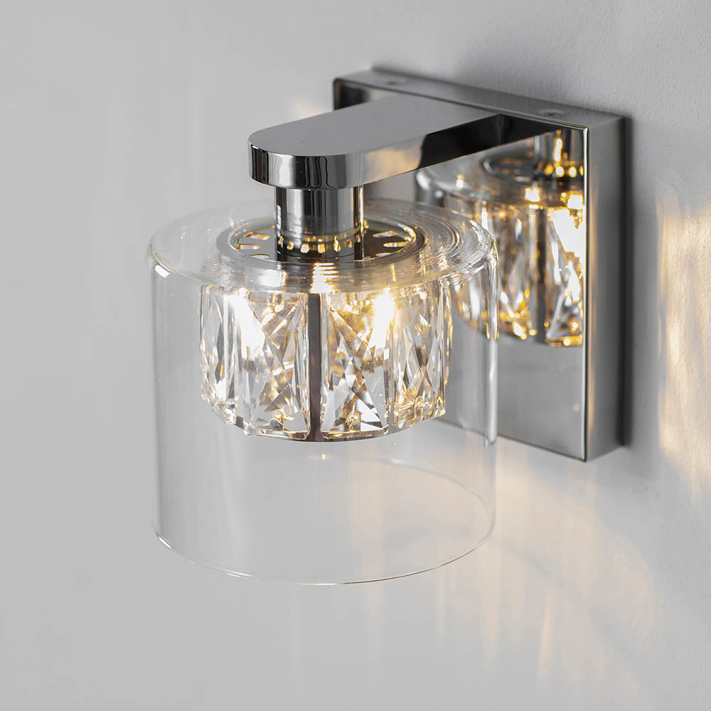 Endon Verina Single Light Wall Light - Chrome Plate & Clear Glass