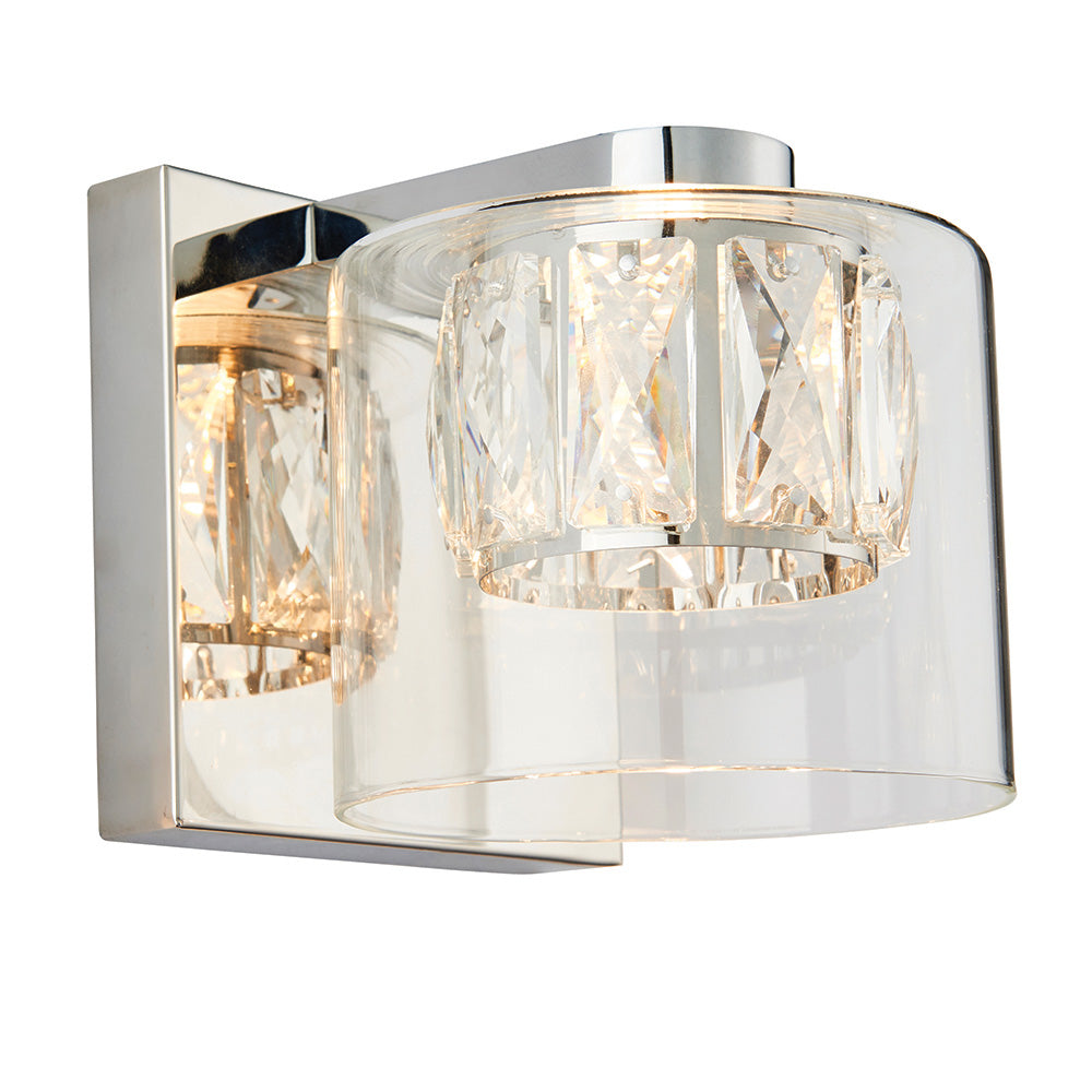 Endon Verina Single Light Wall Light - Chrome Plate & Clear Glass