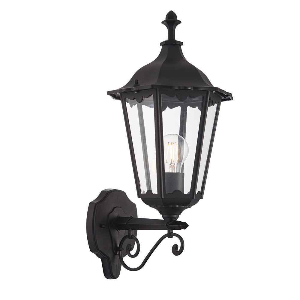 Endon Burford Single Light Wall Light - Matt Black & Clear Glass