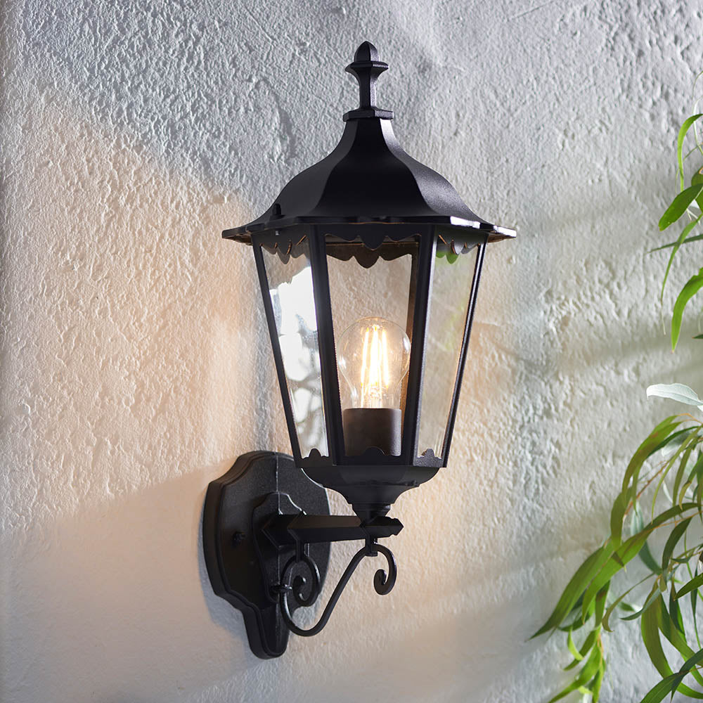 Endon Burford Single Light Wall Light - Matt Black & Clear Glass