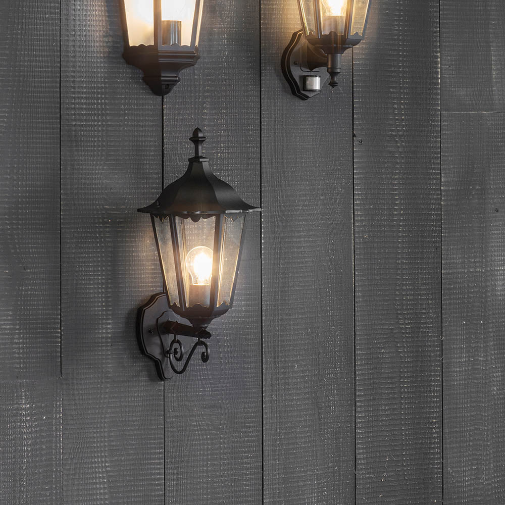 Endon Burford Single Light Wall Light - Matt Black & Clear Glass