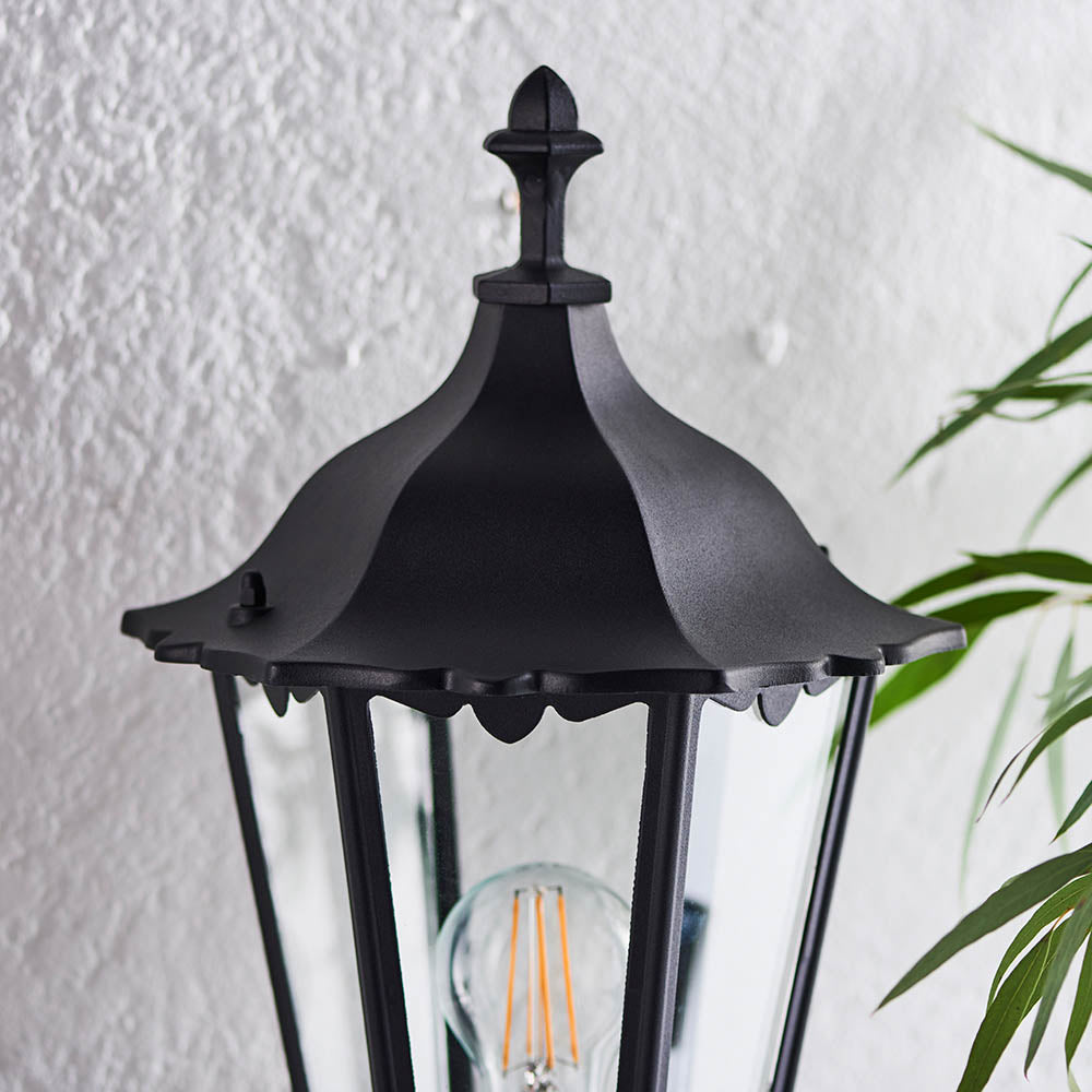 Endon Burford Single Light Wall Light with PIR - Matt Black & Clear Glass