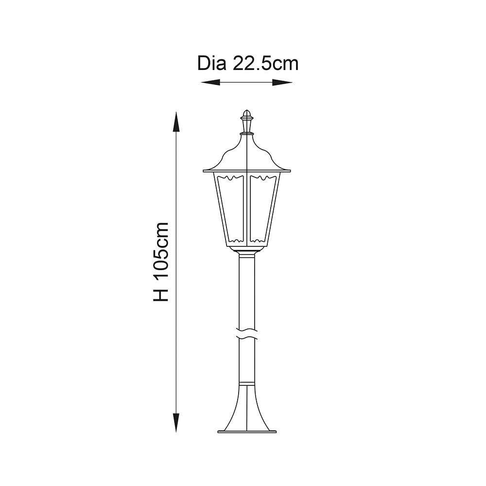 Endon Burford Single Light Bollard - Matt Black & Clear Glass