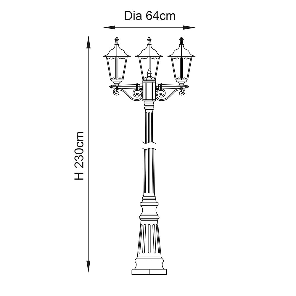 Endon Burford 3 Light Floor Lamp - Matt Black & Clear Glass