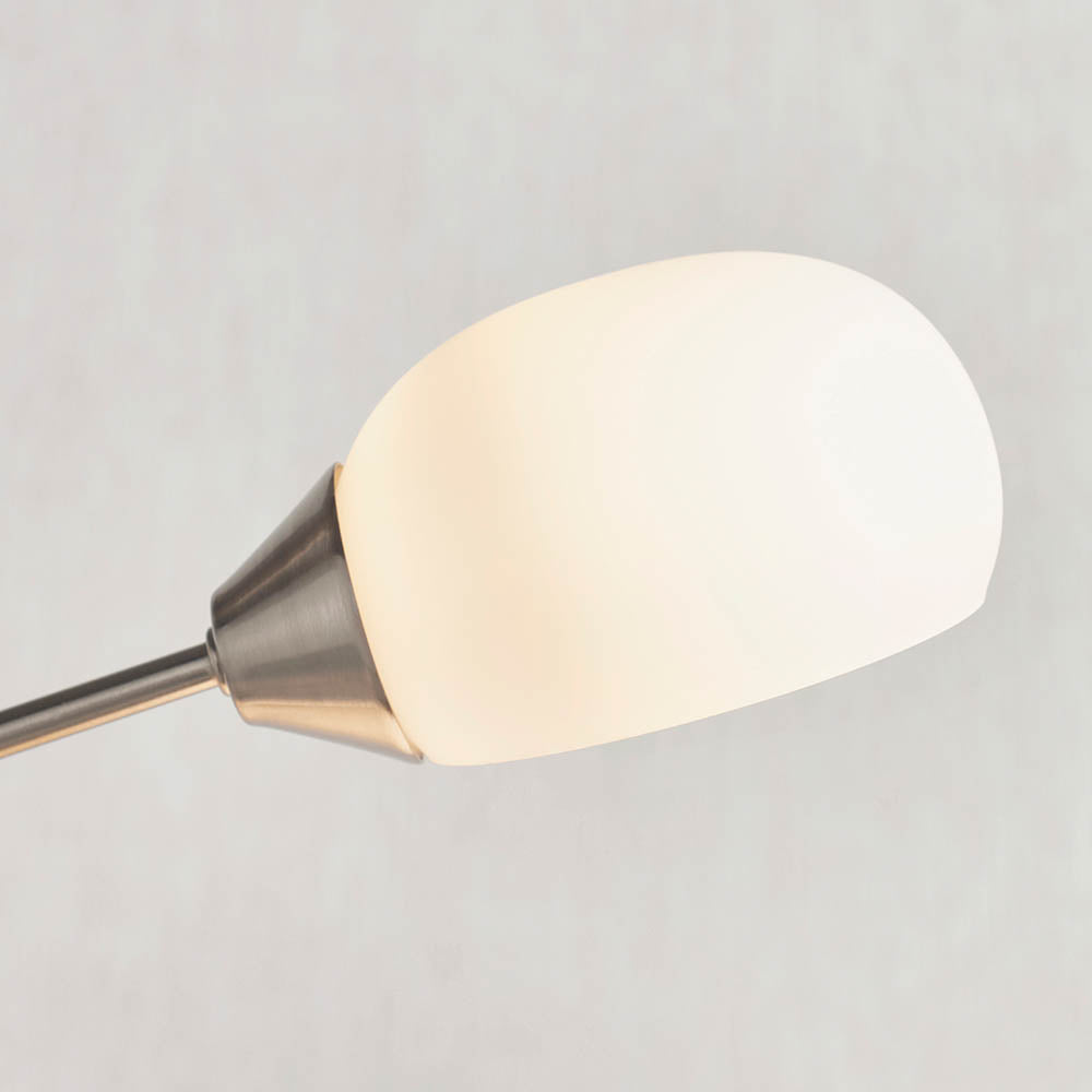 Endon Jaspa 3 Light Floor Lamp - Satin Nickel Plate & White Glass