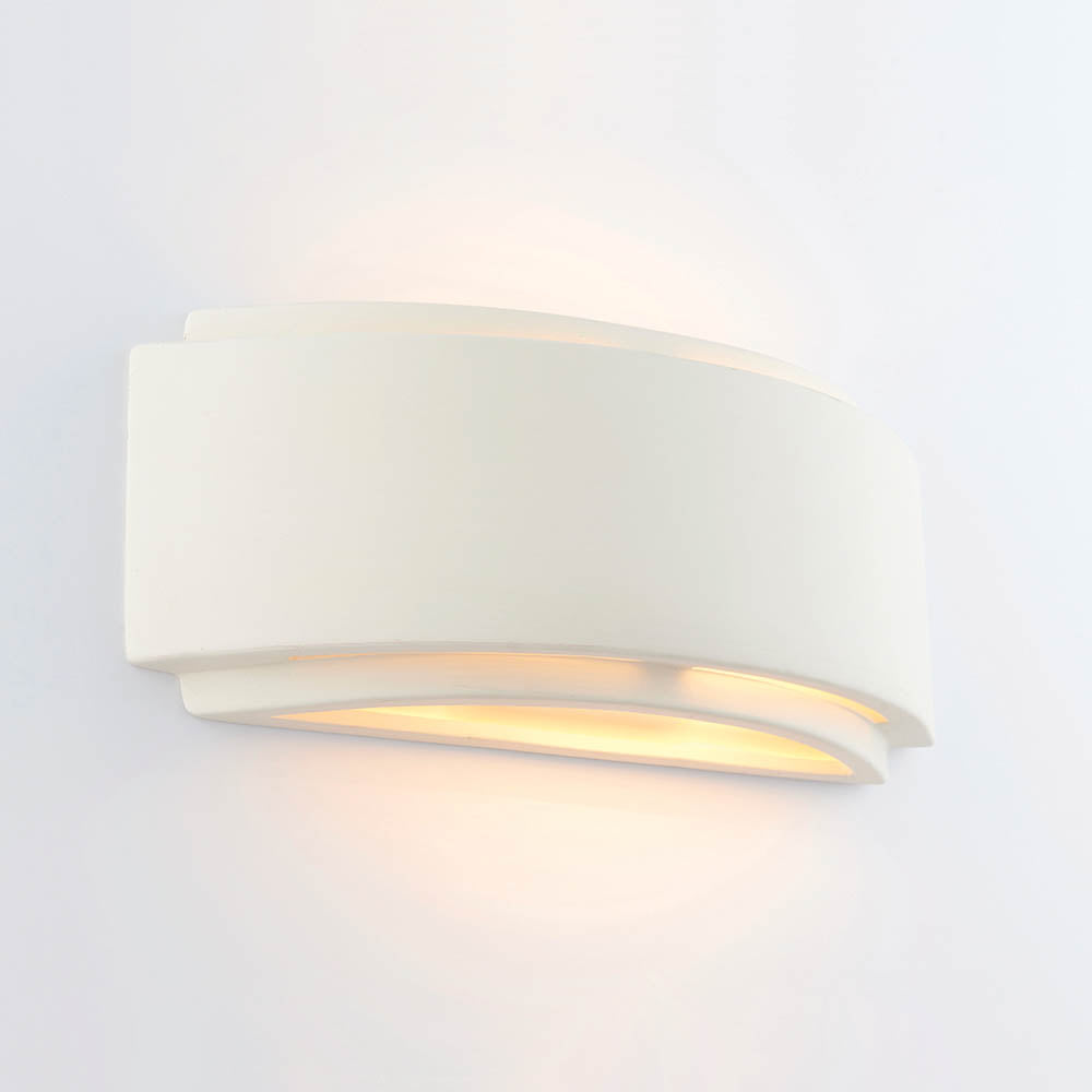 Endon Gianna Single Light Wall Light - Unglazed Ceramic & Gloss White