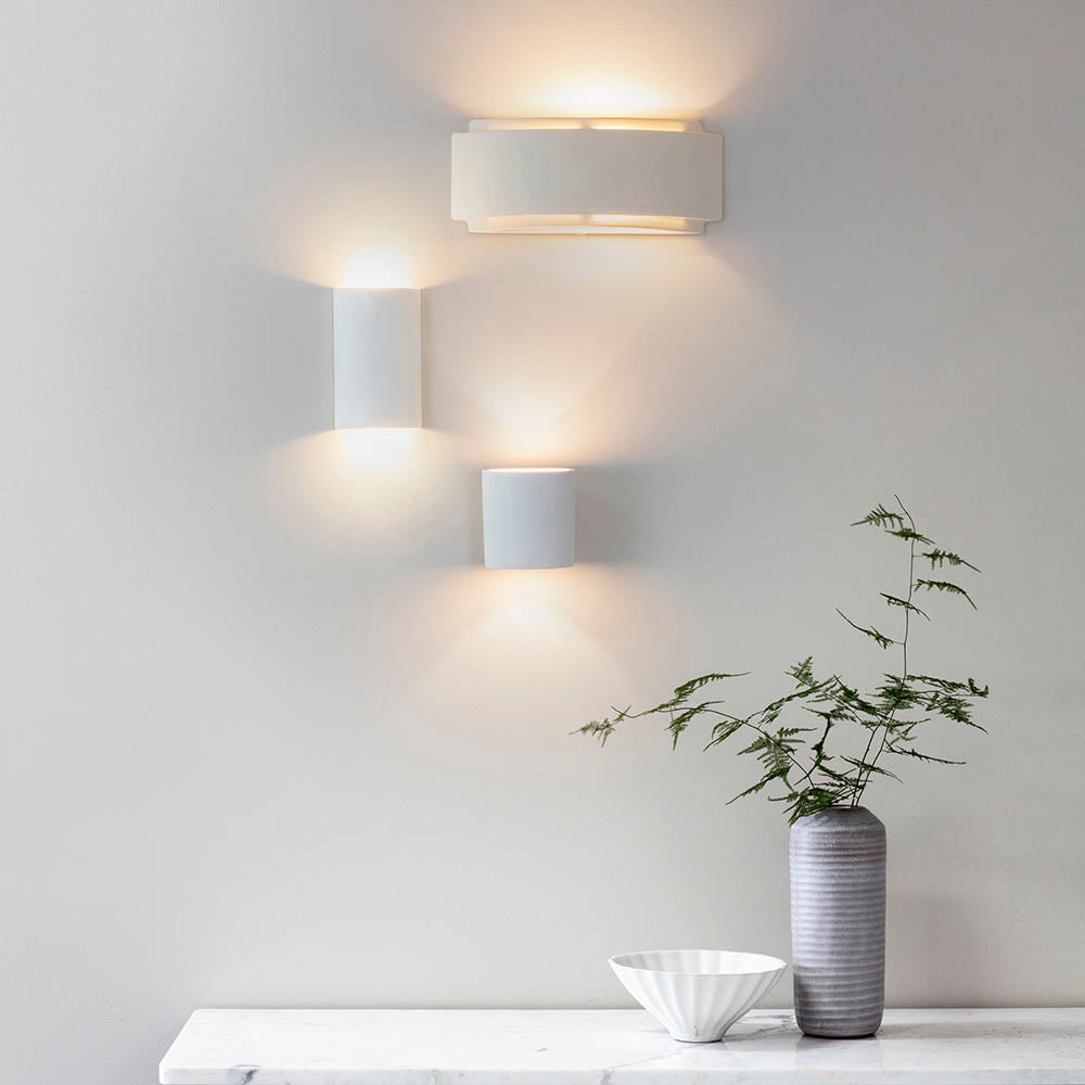 Endon Gianna Single Light Wall Light - Unglazed Ceramic & Gloss White