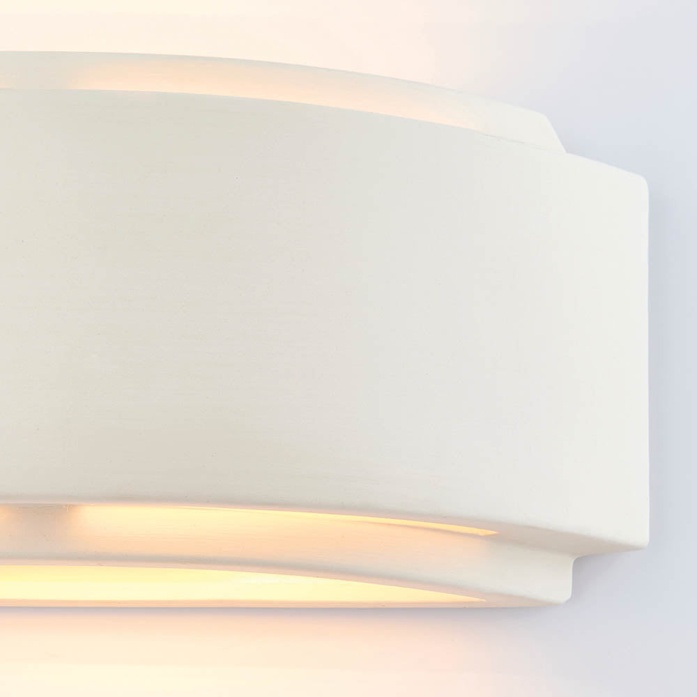 Endon Gianna Single Light Wall Light - Unglazed Ceramic & Gloss White