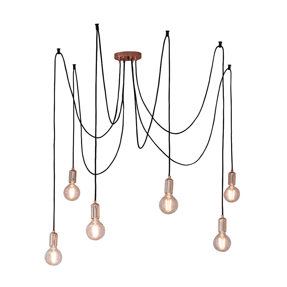 Endon Studio 6 Light Multi-Drop Pendant - Copper Plate