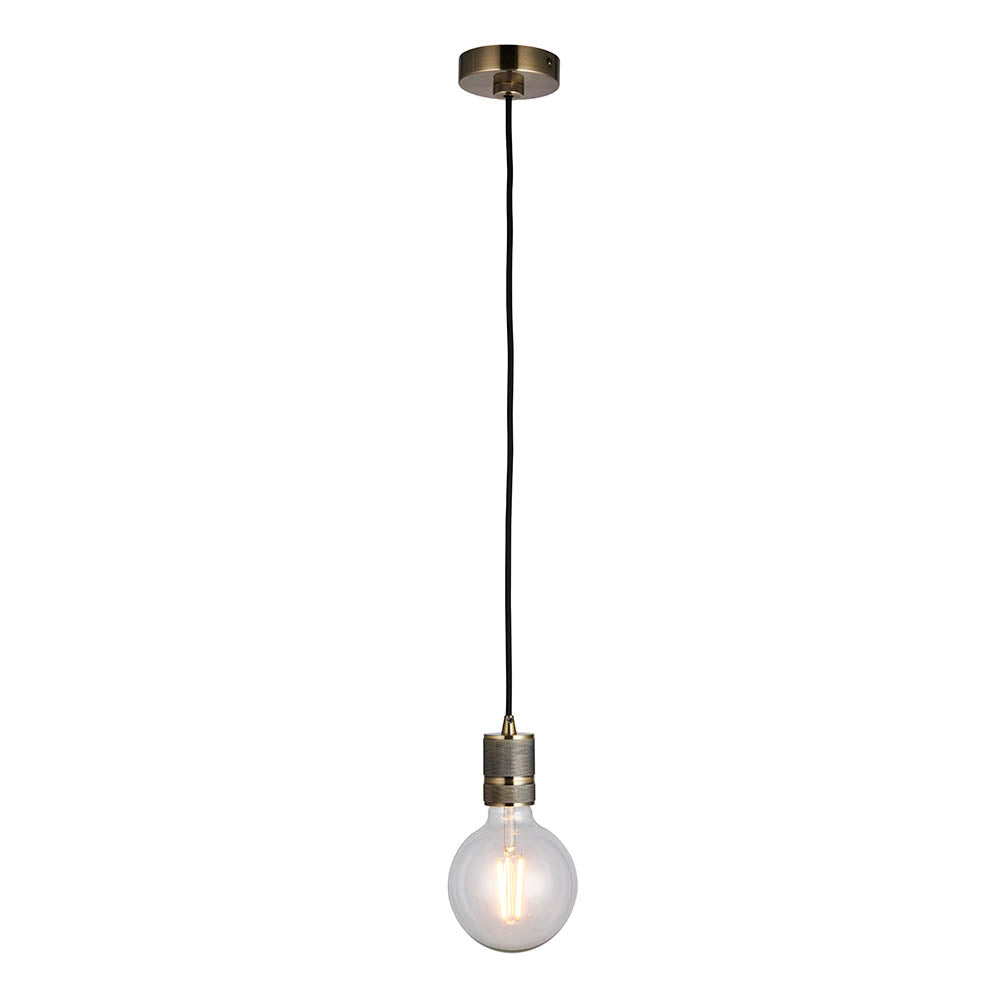 Endon Urban Single Light Pendant - Antique Brass Plate