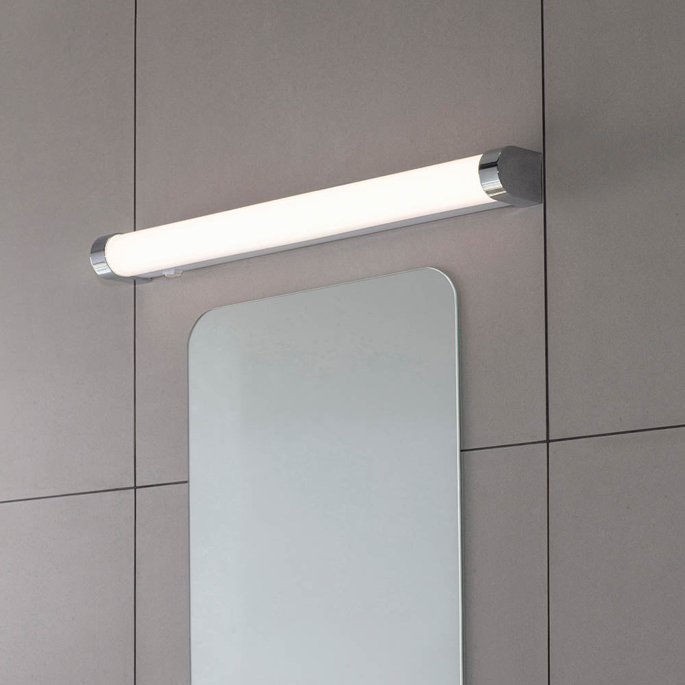 Endon Moda Single Light Wall Light - White Ribbed & Chrome Effect Plastic
