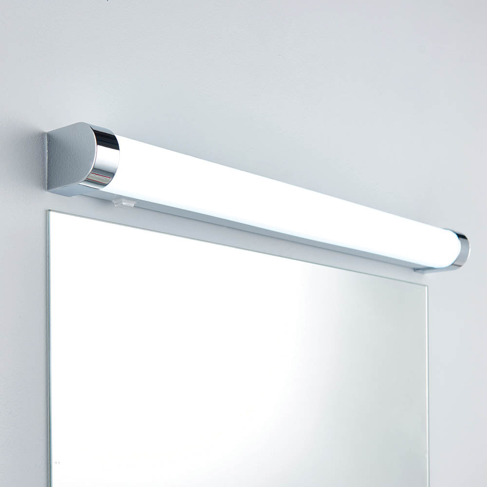 Endon Moda Single Light Wall Light - White Ribbed & Chrome Effect Plastic