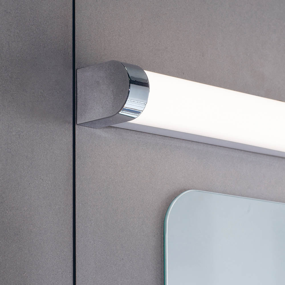 Endon Moda Single Light Wall Light - White Ribbed & Chrome Effect Plastic