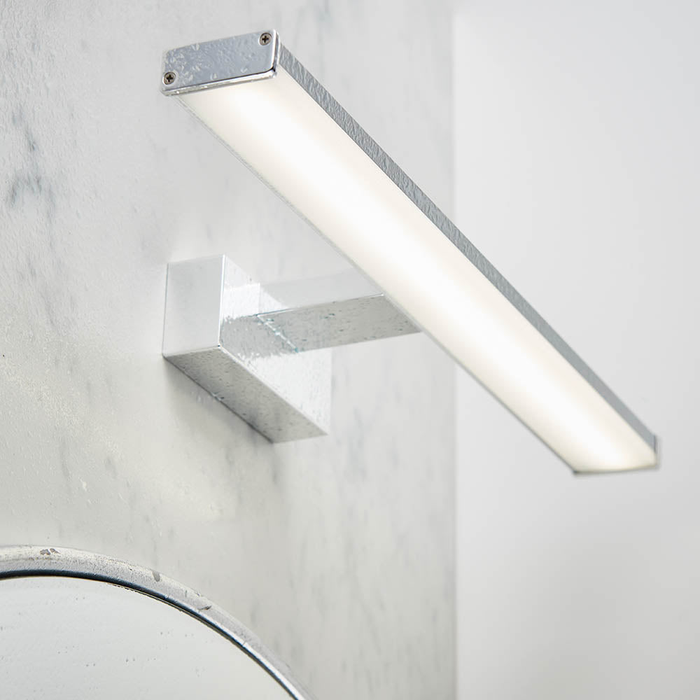 Endon Axis Single Light Wall Light - Chrome Effect & Frosted Plastic