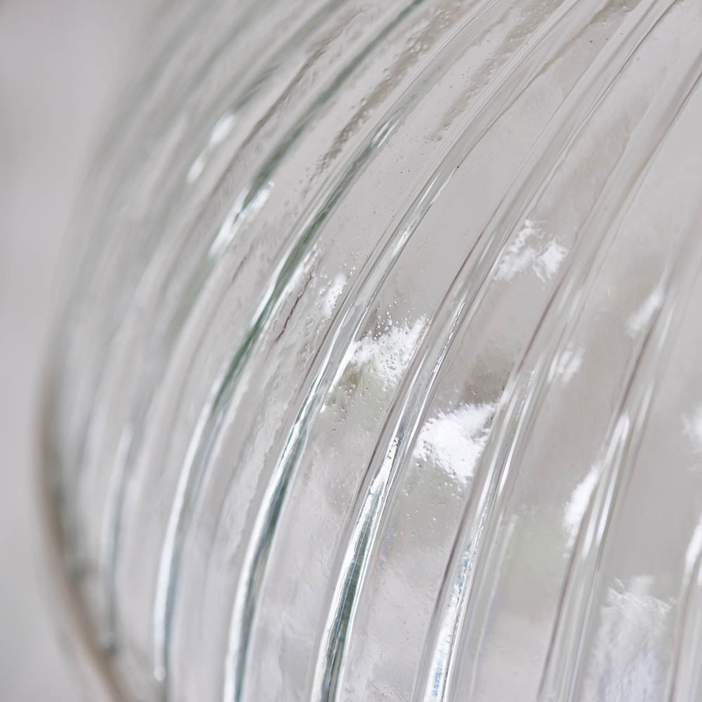 Endon Hansen Single Light Pendant - Bright Nickel Plate & Clear Ribbed Glass